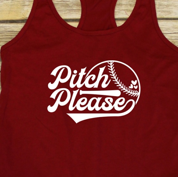 Next Level Apparel Tops - Pitch Please - Baseball Mom red racerback tank top